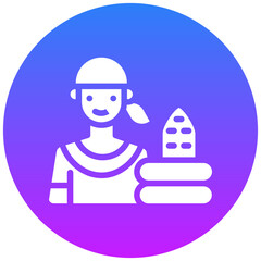 Woman Ironing Clothes Icon