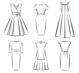 1554_Collection of woman fashion dress isolated on white background