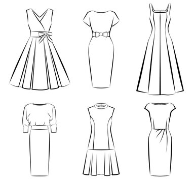 1554_Collection of woman fashion dress isolated on white background