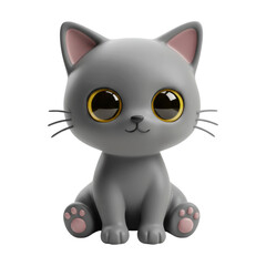 Obraz premium Gray kitten sitting cartoon