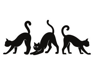 Cat Bundle Silhouette Vector Yoga Cats Silhouettes in Stretching Poses Downward Dog and Feline Flexibility in Minimalist Vector Art