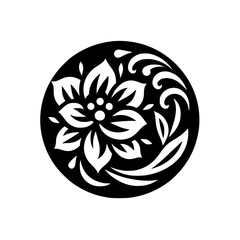 Floral Mandala in Black & White, Vector Design