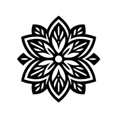Black and White Floral Mandala Design, Vector Illustration
