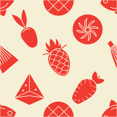 Contemporary Food Art Seamless Vector Pattern.