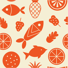 Contemporary Food Art Seamless Vector Pattern.