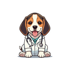 Cute Beagle Dog Sitting Cartoon Vector Icon Illustration Animal Nature Icon Isolated Flat Vector