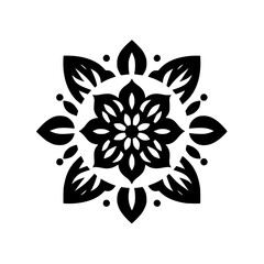 Elegant Black and White Floral Mandala Design on White Background
