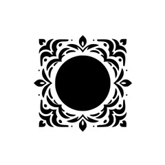 Elegant Black and White Floral Mandala Frame Design