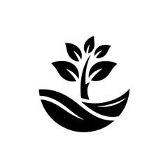 Black and White Plant Logo: Nature, Growth, Eco-Friendly Concept