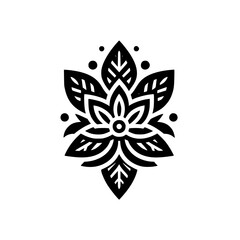 Geometric Flower Mandala, Black and White, Minimalist Logo Design