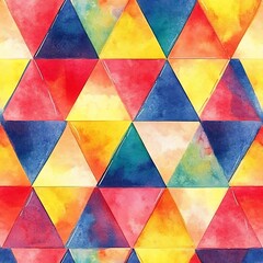 Geometric Watercolor Art: A captivating abstract art piece showcasing a harmonious blend of vibrant hues and geometric shapes, perfect for adding a touch of color and creativity to any project.