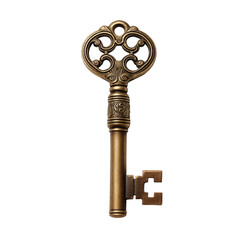 Antique Brass Key with Ornate Design