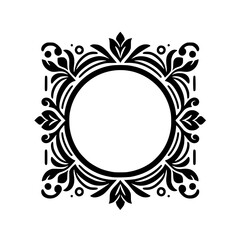 Elegant Floral Frame with Circular Center - Vector Design