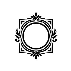 Elegant Black & White Ornament: Circular Frame Design