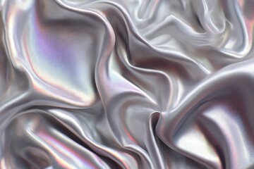 Obraz premium Shimmering silver satin fabric in soft folds