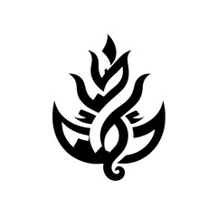 Abstract Black & White Floral Emblem, Modern Minimalist Design