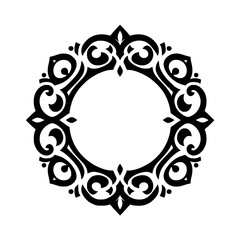 Black & White Ornamental Round Frame/Border Design, Vector