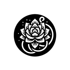Black & White Lotus Mandala: Elegant Floral Design