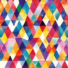 Colorful Geometric Prism: An eye-catching geometric pattern featuring vibrant watercolor diamond shapes in a dynamic interplay of color, forming a visually rich and engaging composition.