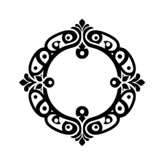 Intricate Circular Ornamental Frame, Black and White Design