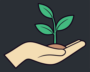 Hand Holding Sprout: Nurturing Growth, New Beginnings, Hope, Environment.