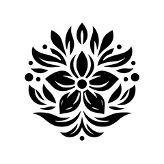 Elegant Black Floral Mandala on White Background - Vector Illustration