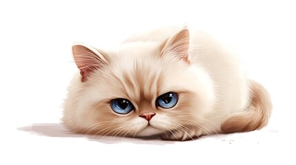 Grumpy Cream Cat Portrait.