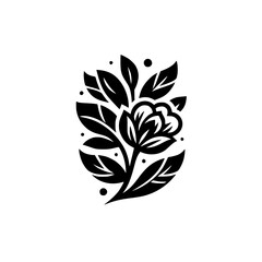 Minimalist Black Floral Logo Design on White Background