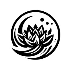 Elegant Lotus Flower Logo: Black and White Design
