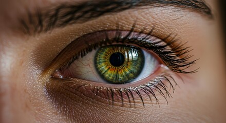 Obraz premium Close Up Eye with Colorful Iris and Eyelashes Detail