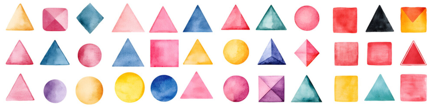 Geometric watercolor abstract shapes composition
