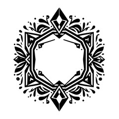 Obraz premium Geometric Mandala Frame: Black & White Decorative Element