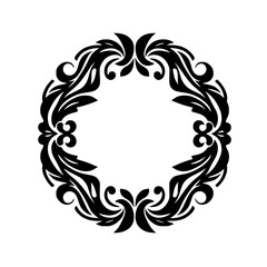 Elegant Black Floral Wreath on White Background