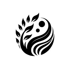 Yin Yang Leaf Design in Black & White, Logo Element