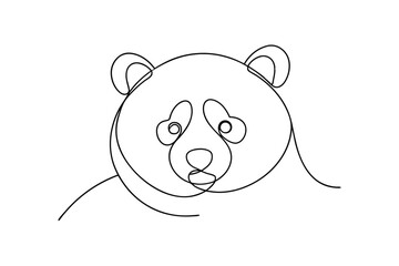 Minimalist panda portrait one line art style vector illustration on white background modern design