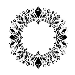 Elegant Black & White Floral Frame Illustration for Wedding, Invitation, or Logo Design