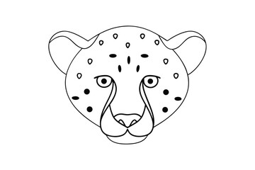 Simple cheetah face outline illustration for coloring book or childrens design projects animal illustration