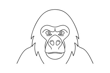 Gorilla outline simple vector illustration primate wildlife drawing animal design black and white mammal conservation