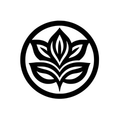 Black and White Floral Logo Design, Simple, Elegant, Minimalist.