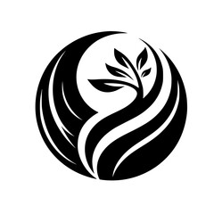 Organic Plant Logo: Black and White Eco-Friendly Design