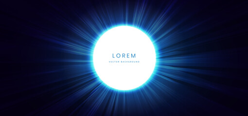 Futuristic circle glowing light effect with sprkle on dark blue background.