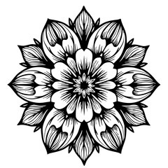 Elegant Black and White Floral Mandala Design