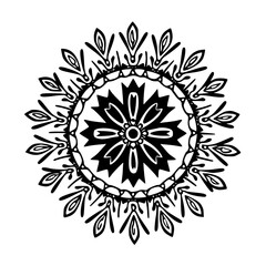 Intricate Black and White Mandala Design, Floral & Geometric Symmetry