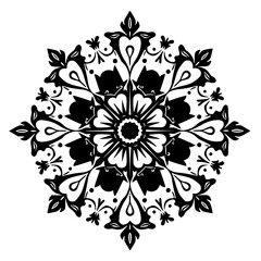 Ornate Black and White Floral Mandala Design