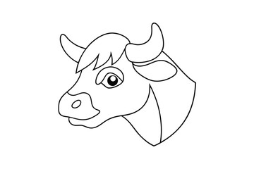 Cartoon cow head outline vector illustration farm animal icon graphic design element isolated