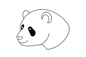Cute panda head outline vector illustration for coloring books and creative designs isolated