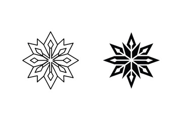 Snowflake Vector Icons Black And White Winter Graphic Elements Christmas Decoration