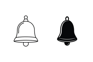 Bell Icon Outline And Solid Style Vector Illustration On White Background