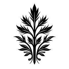 Obraz premium Elegant Black Leaf Ornament: Vector Graphic for Design Elements