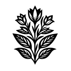 Black & White Floral Motif: Elegant Graphic Design Element